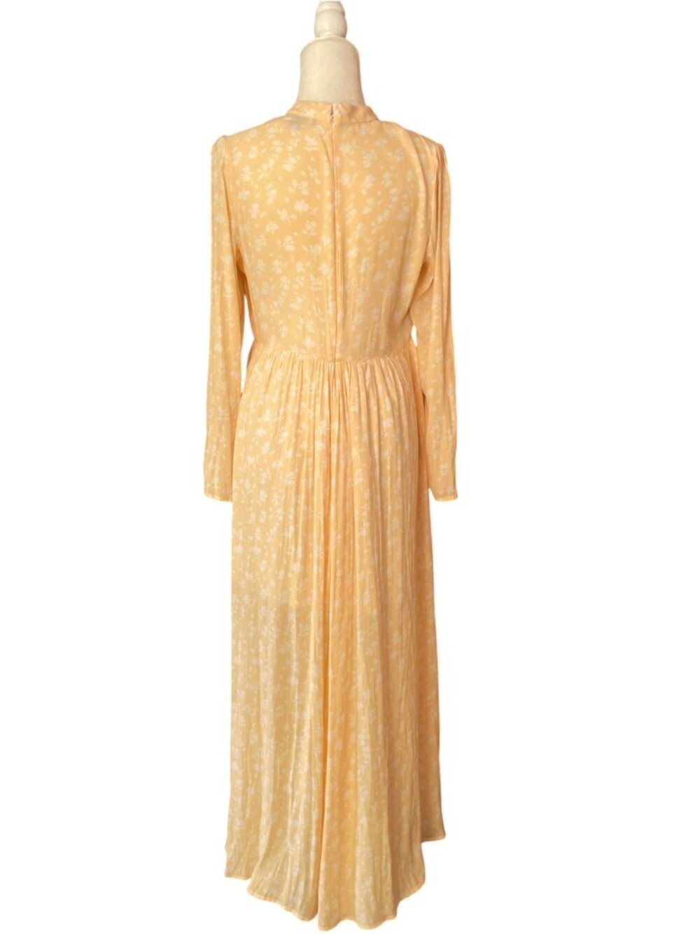 Anthropologie Something Navy Yellow Floral Maxi Dress Lightweight Front Slits Bo - Picture 5 of 16